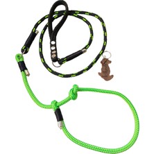 Balkonda Köpek gezdirme kayışı boyun tasmalı küçük ve orta ırk halat yeşil siyah kalınlık:8mm uzunluk:120cm tasma: standart ayarlamalı dog leash TB5-15