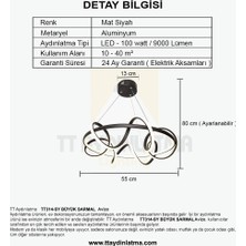 TT Aydınlatma TT314-SY Tt Aydınlatma Büyük Sarmal Modeli Mat Siyah LED Avize