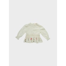 GB Bayb Layette Bluz, 9-12 Ay, Ekru