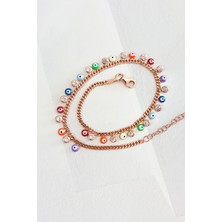 MorMajor Silver Zirkon Taşlı Nazar Figürlü Halhal 925 Ayar Gümüş