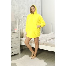 Lunaberry Yılbaşı Kapüşonlu Oversize Peluş Welsoft Traşlı Kumaş Sweat Panço Battaniye Giyilebilir Kışlık Pijama