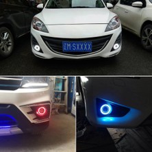 STS Oto Aksesuar Peugeot 301 Uyumlu, Universal Mercekli LED Angel Sis Farı, 76MM Kırmızı Renk