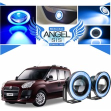 STS Oto Aksesuar Fiat Doblo D3 Uyumlu, Universal Mercekli LED Angel Sis Farı, 76MM Buz Mavi Renk