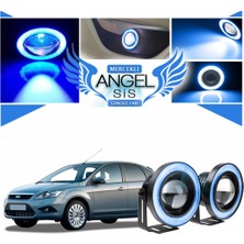 STS Oto Aksesuar Ford Focus 2,5 Uyumlu, Universal Mercekli LED Angel Sis Farı, 76MM Buz Mavi Renk
