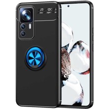 Case 4U Xiaomi Mi 12T Kılıf Autofocus Shockprof Ravel Yüzüklü Standlı Slikon Kapak Siyah - Mavi