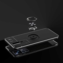 Case 4U Xiaomi Mi 12T Kılıf Autofocus Shockprof Ravel Yüzüklü Standlı Slikon Kapak Siyah - Mavi