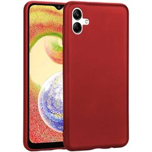 Case 4U Samsung Galaxy A04 Uyumlu Kılıf Klasik Mat Renkli Yumuşak Premier Silikon Kırmızı