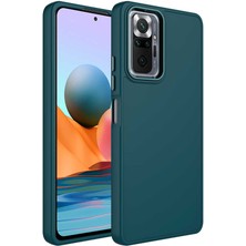 Case 4U Xiaomi Redmi Note 10 Pro Kılıf Metal Çerçeve Hassas Butonlu Renkli Içi Kadife Lansman Kılıfı Luna Kapak Koyu Yeşil