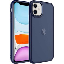 Case 4U Apple iPhone 11 Kılıf Pastel Renkli Buzlu Arka Yüzey Sert PC May Kapak Lacivert