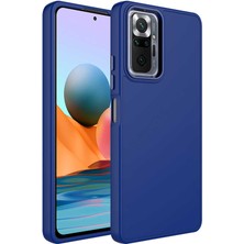 Case 4U Xiaomi Redmi Note 10 Pro Kılıf Metal Çerçeve Hassas Butonlu Renkli Içi Kadife Lansman Kılıfı Luna Kapak Lacivert