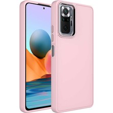 Case 4U Xiaomi Redmi Note 10 Pro Kılıf Metal Çerçeve Hassas Butonlu Renkli Içi Kadife Lansman Kılıfı Luna Kapak Pembe