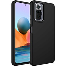 Case 4U Xiaomi Redmi Note 10 Pro Kılıf Metal Çerçeve Hassas Butonlu Renkli Içi Kadife Lansman Kılıfı Luna Kapak Siyah