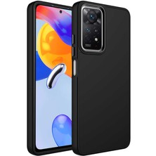 Case 4U Xiaomi Redmi Note 11 Pro 5G Kılıf Metal Çerçeve Hassas Butonlu Renkli Içi Kadife Lansman Kılıfı Luna Kapak Siyah