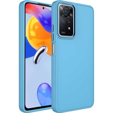 Case 4U Xiaomi Redmi Note 11 Pro 5G Kılıf Metal Çerçeve Hassas Butonlu Renkli Içi Kadife Lansman Kılıfı Luna Kapak Sierra Mavisi