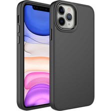 Case 4U Apple iPhone 12 Pro Max Kılıf Metal Çerçeve Hassas Butonlu Renkli Içi Kadife Lansman Kılıfı Luna Kapak Siyah