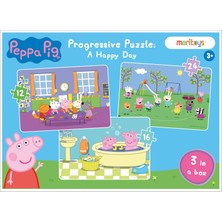 Moritoys Peppa Pig - A Happy Day 12-16-24 Parça 3lü Yapboz