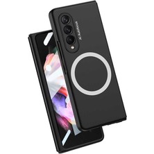 Case 4U Samsung Galaxy Z Fold 3 Uyumlu Kılıf Wireless Şarj Özellikli Kıpta Magsafe Kapak Siyah