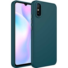 Case 4U Xiaomi Redmi 9a Kılıf Metal Çerçeve Hassas Butonlu Renkli Içi Kadife Lansman Kılıfı Luna Kapak Koyu Yeşil