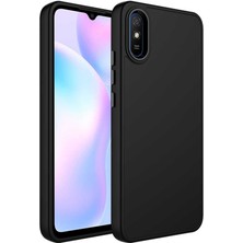 Case 4U Xiaomi Redmi 9a Kılıf Metal Çerçeve Hassas Butonlu Renkli Içi Kadife Lansman Kılıfı Luna Kapak Siyah