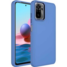 Case 4U Xiaomi Redmi Note 10 / 10s Kılıf Metal Çerçeve Hassas Butonlu Renkli Içi Kadife Lansman Kılıfı Luna Kapak Lavanta Grisi