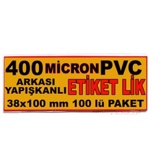 MT 400 Micron PVC Malzeme Arkası Yapışkan Bantlı Raf Önü Etiketlik 38x100 mm 100 lü Pk