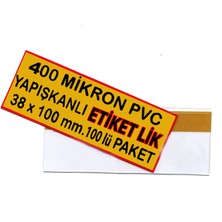 MT 400 Micron PVC Malzeme Arkası Yapışkan Bantlı Raf Önü Etiketlik 38x100 mm 100 lü Pk