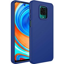 Case 4U Xiaomi Redmi Note 9s Kılıf Metal Çerçeve Hassas Butonlu Renkli Içi Kadife Lansman Kılıfı Luna Kapak Lacivert