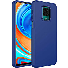 Case 4U Xiaomi Redmi Note 9 Pro Kılıf Metal Çerçeve Hassas Butonlu Renkli Içi Kadife Lansman Kılıfı Luna Kapak Lacivert