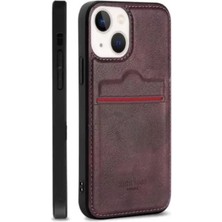 Desıngshop Iphone 14 Kartlıklı Deri Kılıf Bordo