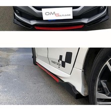 Omg Oto Vw Tiguan 2016-2020 Gri Şeritli Ön Lip ve Yan Marşpiyel Seti Piona Black