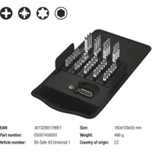 Wera Bits Seti Bit-Safe 43 Universal 1 05057450001