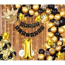 Çıtı Pıtı Store Kral Taçlı 1 Yaş Balon Zinciri Doğum Günü Seti  -2-En Yeni Haliyle