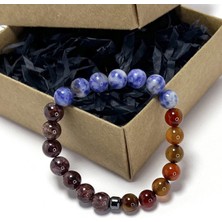 Sertifikalı Akik Sodalit Lal Garnet Doğal Taş Bileklik