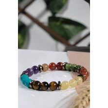 Sertifikalı Turkuaz Yeşim Akik Dönüşümlü Sitrin Doğal Taş Bileklik 8 mm