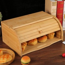 Balsa Bambu Açılır Kapanır Kapaklı Ekmek Kutusu 38X19CM