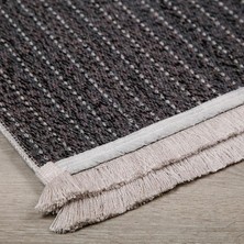 Araz Deco Gri Çerçeve Desenli Kaymaz Taban Örgü Dokuma Halı