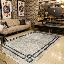 Araz Deco Gri Çizgili Desenli Kaymaz Taban Örgü Dokuma Halı
