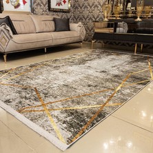 Araz Deco Kahverengi Altın Desenli Kaymaz Taban Örgü Dokuma Halı