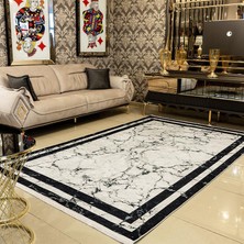 Araz Deco Gri Mermer Desenli Kaymaz Taban Örgü Dokuma Halı