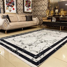 Araz Deco Gri Mermer Desenli Kaymaz Taban Örgü Dokuma Halı