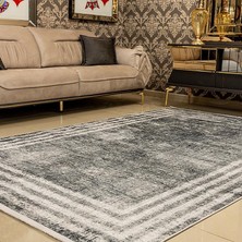Araz Deco Gri Antrasit Desenli Kaymaz Taban Örgü Dokuma Halı