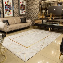 Araz Deco Altın Çerçeve Desenli Kaymaz Taban Örgü Dokuma Halı