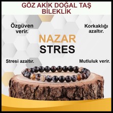 Sertifikalı Göz Akik Doğal Taş Bileklik 6 MM17
