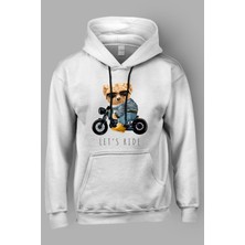 MGAX Sevimli Ayı Lets Ride Baskılı Kapüşonlu Sweatshirt