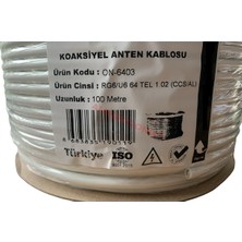 Ata Elektronik Kalın Yerli Üretim Sağlam Kablo 64 Telli Rg6 U6 100 mt 100 Metre Uydu Çanak Anten Kablo Kaliteli Dış Pvc Kaplama Yerli Üretim