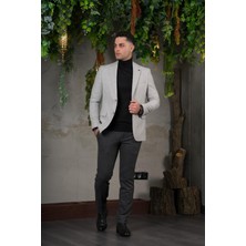 Sir Yünlü Mono Yaka Kaşmir Çift Yırtmaç 6 Drop Kışlık Erkek Tek Ceket