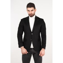 Sir Yünlü Mono Yaka Kaşmir Çift Yırtmaç 6 Drop Kışlık Erkek Tek Ceket