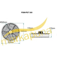 Fanexfan Fanex  Psm 500 Monofaze 50 Cm 7150 M³/H Yuvarlak Kasa Aksiyel Aspiratör