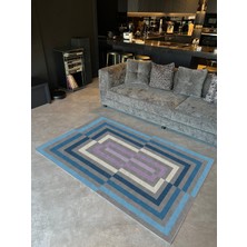 Rugs Modern Mira 997 Çizgili Gri Mavi Geometrik Dokuma Taban Halı