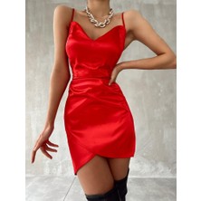 My Model Kırmızı Saten Mini Elbise